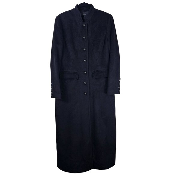 Peruvian Connection Mireille Baby Alpaca & Wool Maxi Coat 10 Black Quiet Luxury - Picture 2 of 14